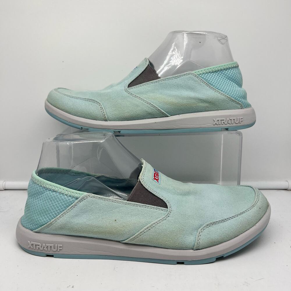 XTRATUF Shoes Womens 9.5 Sheng Fu Deck Slip Resistant Turquoise Blue Loafers